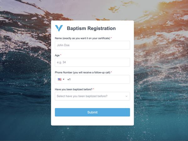 Baptism registration form