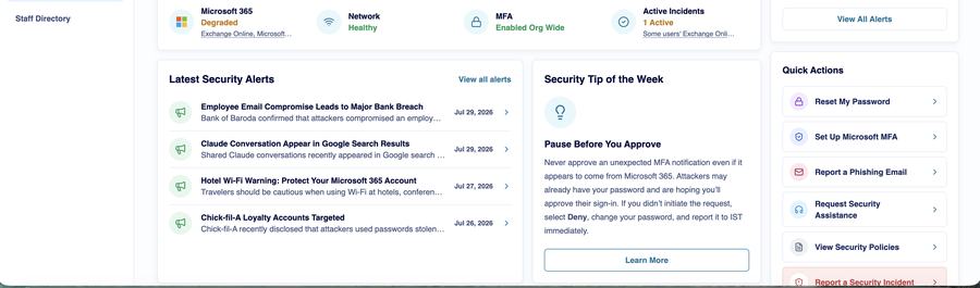 Cybersecurity Center dashboard